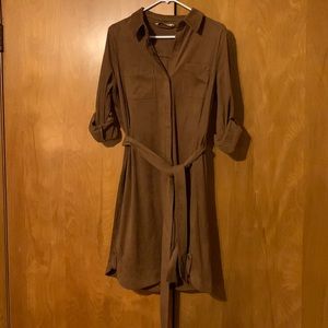 FREE GIFT! W/ Soft Surroundings Brown Snap Buttoned Medium Long Sleeve Dress